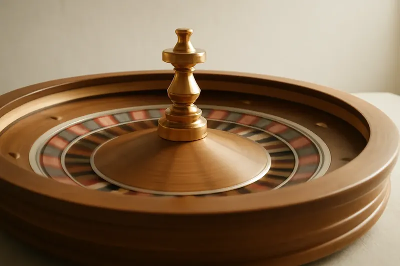 Close-up of live roulette wheel spinning in elegant casino lighting