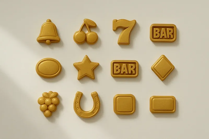 Twelve mini slot symbols arranged in a clean 4x3 grid